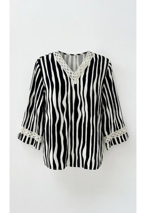 Blusa Para Mujer Manga 3/4 Negro Marca L&H Ref. 5P412305