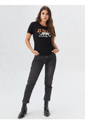 Camiseta Para Mujer Manga Corta Negro Marca L&H Ref. 2Bw409002