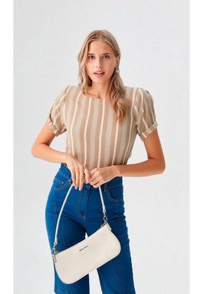 Blusa Para Mujer Manga Corta Beige Marca L&H Ref. 5P412297
