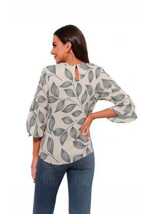 Blusa Para Mujer Manga 3/4 Gris Claro Marca L&H Ref. 1F412737