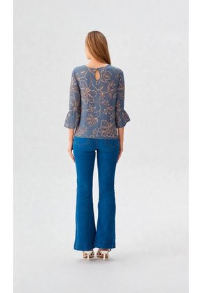 Blusa Para Mujer Manga 3/4 Azul Marca L&H Ref. 5P412303