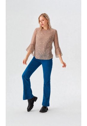 Blusa Para Mujer Manga 3/4 Beige Marca L&H Ref. 5P412303