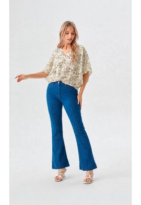 Blusa Para Mujer Manga Corta Beige Marca L&H Ref. 4R412132