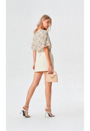 Blusa Para Mujer Manga Corta Beige Marca L&H Ref. 4R412132