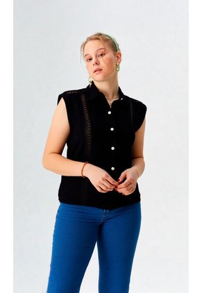 Blusa Para Mujer Manga Sisa Negro Marca L&H Ref. 1F412679