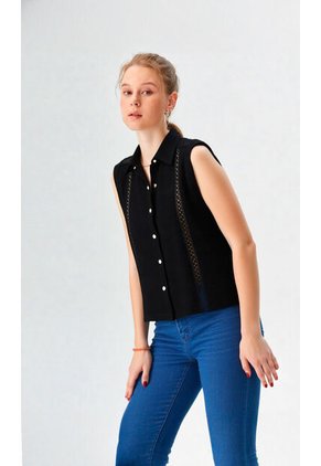 Blusa Para Mujer Manga Sisa Negro Marca L&H Ref. 1F412679