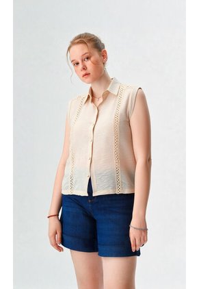 Blusa Para Mujer Manga Sisa Beige Marca L&H Ref. 1F412679