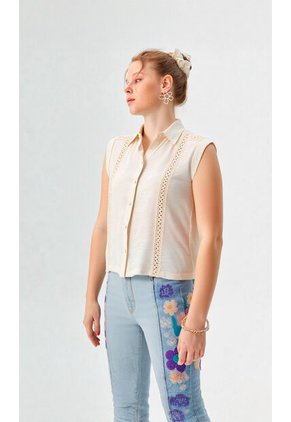 Blusa Para Mujer Manga Sisa Beige Marca L&H Ref. 1F412679