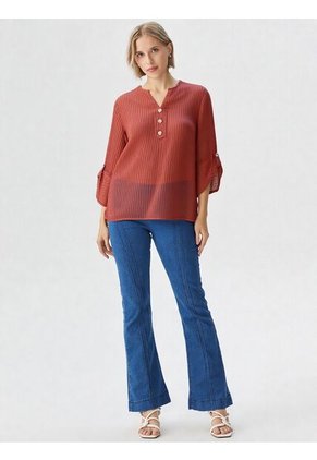 Blusa Para Mujer Manga 3/4 Terracota Marca L&H Ref. 5P412292