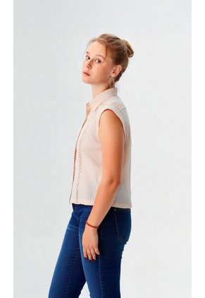 Blusa Para Mujer Manga Sisa Beige Marca L&H Ref. 1F412679