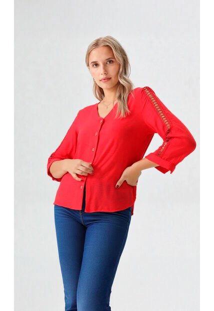 Blusa Para Mujer Manga 3/4 Rojo Marca L&H Ref. 1F412665