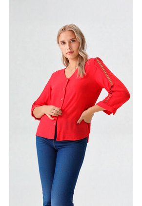 Blusa Para Mujer Manga 3/4 Rojo Marca L&H Ref. 1F412665