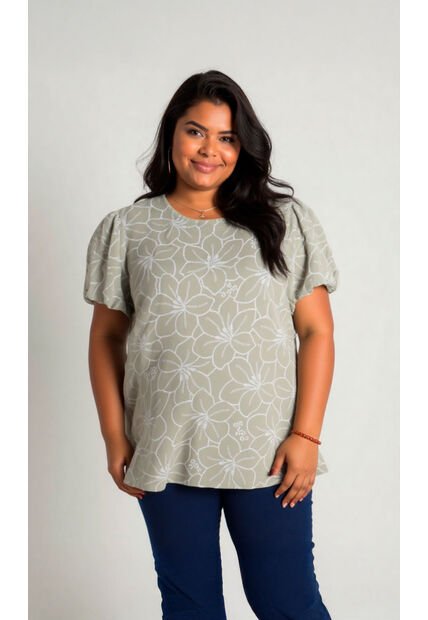 Blusa Para Mujer. Manga Corta Verde Marca L&H Ref. 1F612232