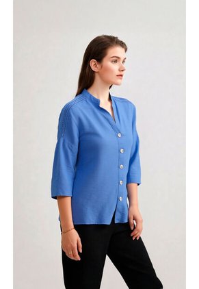 Blusa Para Mujer Manga 3/4 Azul Marca L&H Ref. 1F412666