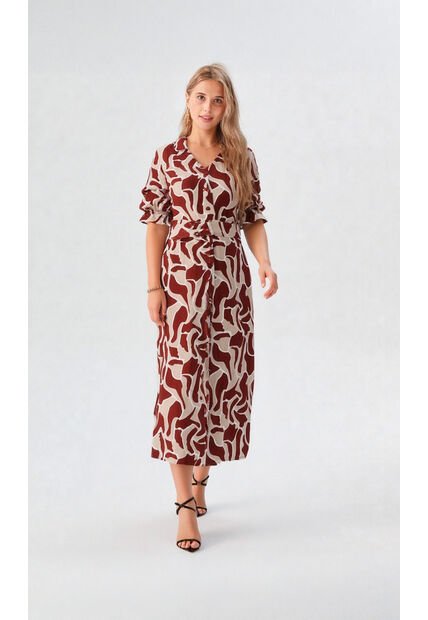 Vestido Para Mujer Manga Corta Terracota Marca L&H Ref. 1F417023