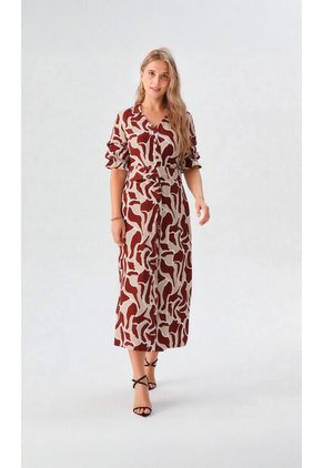 Vestido Para Mujer Manga Corta Terracota Marca L&H Ref. 1F417023