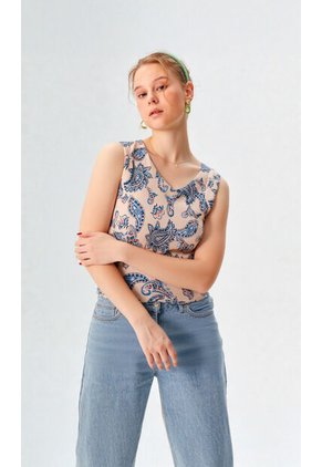 Blusa Para Mujer Manga Sisa Azul Marca L&H Ref. 1F412706