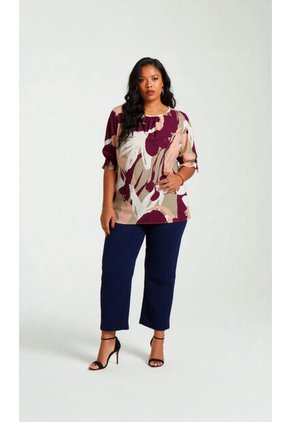 Blusa Para Mujer. Manga Corta Taupe Marca L&H Ref. 2J612088