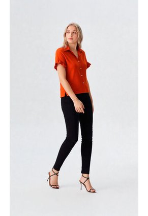 Blusa Para Mujer Manga Corta Terracota Marca L&H Ref. 1F412676