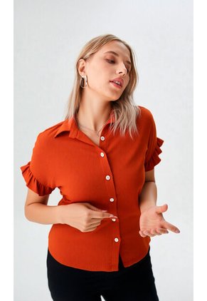 Blusa Para Mujer Manga Corta Terracota Marca L&H Ref. 1F412676