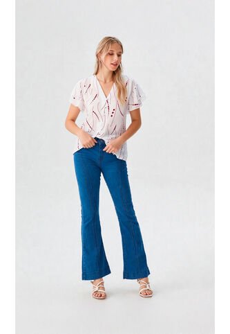 Blusa Para Mujer Manga Corta Blanco Marca L&H Ref. 5P412268 L&H