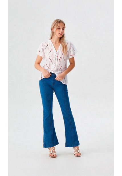 Blusa Para Mujer Manga Corta Blanco Marca L&H Ref. 5P412268