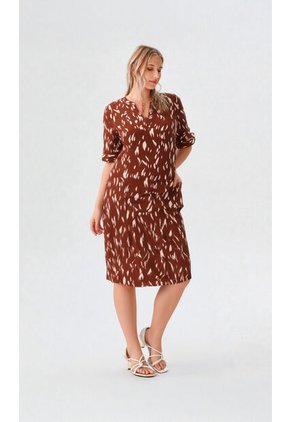 Vestido Para Mujer Manga Corta Cafe Marca L&H Ref. 1Y417030