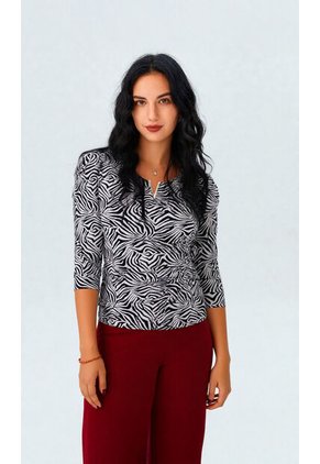 Camiseta Para Mujer Manga 3/4 Negro Marca L&H Ref. 1Y409022