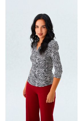 Camiseta Para Mujer Manga 3/4 Negro Marca L&H Ref. 1Y409022