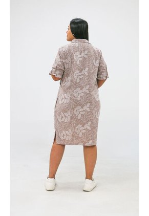 Vestido Para Mujer. Manga Corta Taupe Marca L&H Ref. 1Y617019