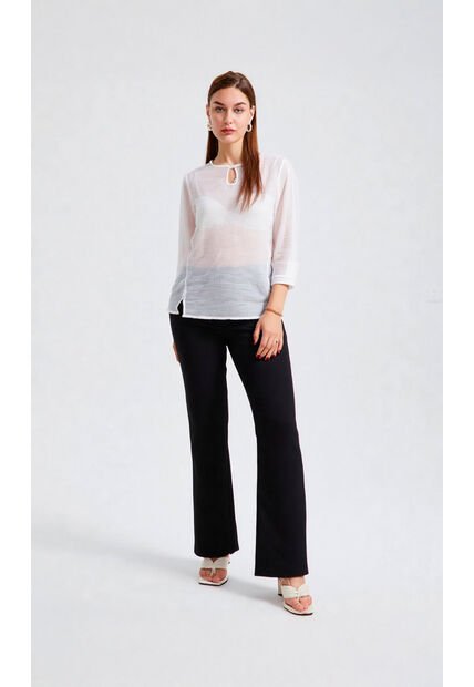 Blusa Para Mujer Manga 3/4 Blanco Marca L&H Ref. 5P412269