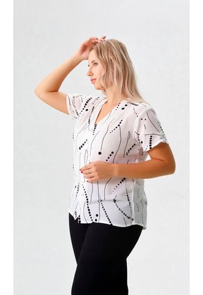 Blusa Para Mujer Manga Corta Blanco Marca L&H Ref. 5P412268