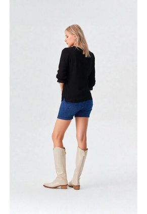 Blusa Para Mujer Manga 3/4 Negro Marca L&H Ref. 5P412274