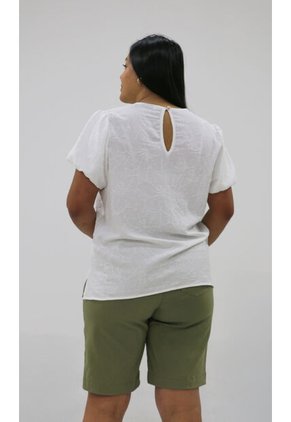 Blusa Para Mujer. Manga Corta Blanco Marca L&H Ref. 1F612232