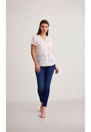 Blusa Para Mujer Manga Corta Blanco Marca L&H Ref. 5P412268