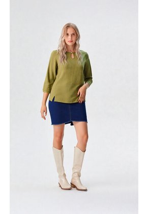 Blusa Para Mujer Manga 3/4 Verde Marca L&H Ref. 5P412269
