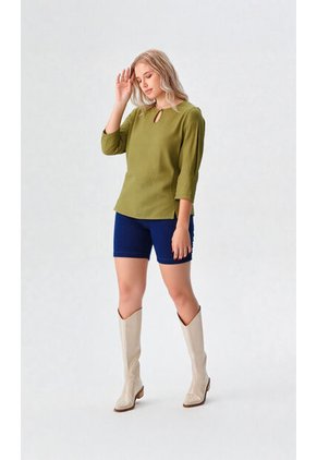 Blusa Para Mujer Manga 3/4 Verde Marca L&H Ref. 5P412269