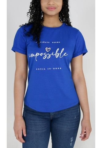 Camiseta Para Mujer Manga Corta Azul Marca L&H L&H