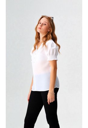 Blusa Para Mujer Manga Corta Crudo Marca L&H Ref. 5P412275