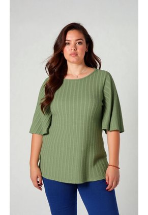 Camiseta Para Mujer. Manga 3/4 Verde Marca L&H Ref. 2J609089