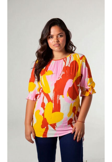 Blusa Para Mujer. Manga Corta Terracota Marca L&H Ref. 2J612088