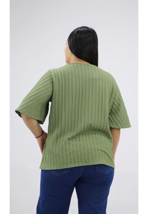 Camiseta Para Mujer. Manga 3/4 Verde Marca L&H Ref. 2J609089