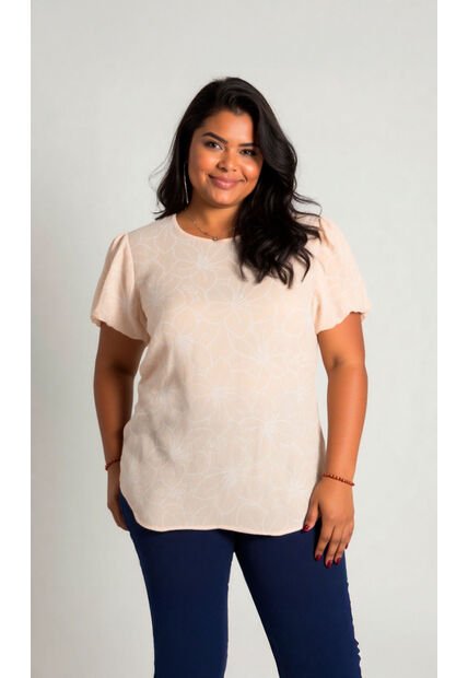 Blusa Para Mujer. Manga Corta Beige Marca L&H Ref. 1F612232