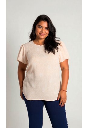 Blusa Para Mujer. Manga Corta Beige Marca L&H Ref. 1F612232