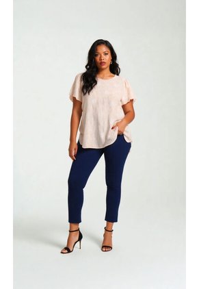 Blusa Para Mujer. Manga Corta Beige Marca L&H Ref. 1F612232