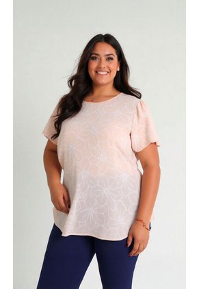 Blusa Para Mujer. Manga Corta Beige Marca L&H Ref. 1F612232