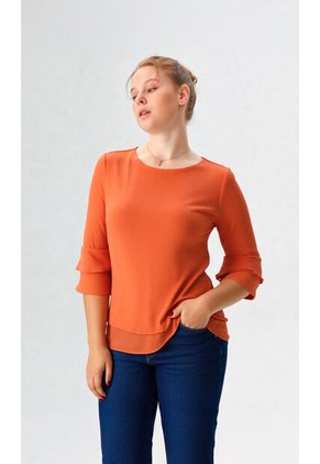 Blusa Para Mujer Manga 3/4 Cafe Marca L&H Ref. 5P412271