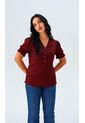 Blusa Para Mujer Manga Corta Vino Marca L&H Ref. 5P412275 de L&H