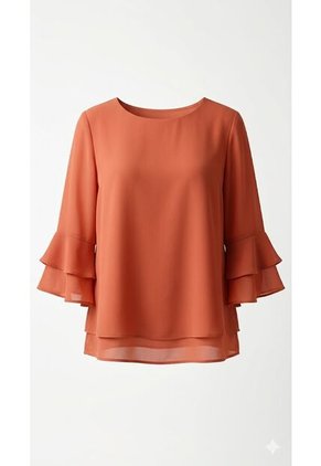 Blusa Para Mujer Manga 3/4 Cafe Marca L&H Ref. 5P412271