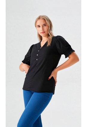 Blusa Para Mujer Manga Corta Negro Marca L&H Ref. 5P412275
